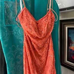Elegant Orange Beaded Dress